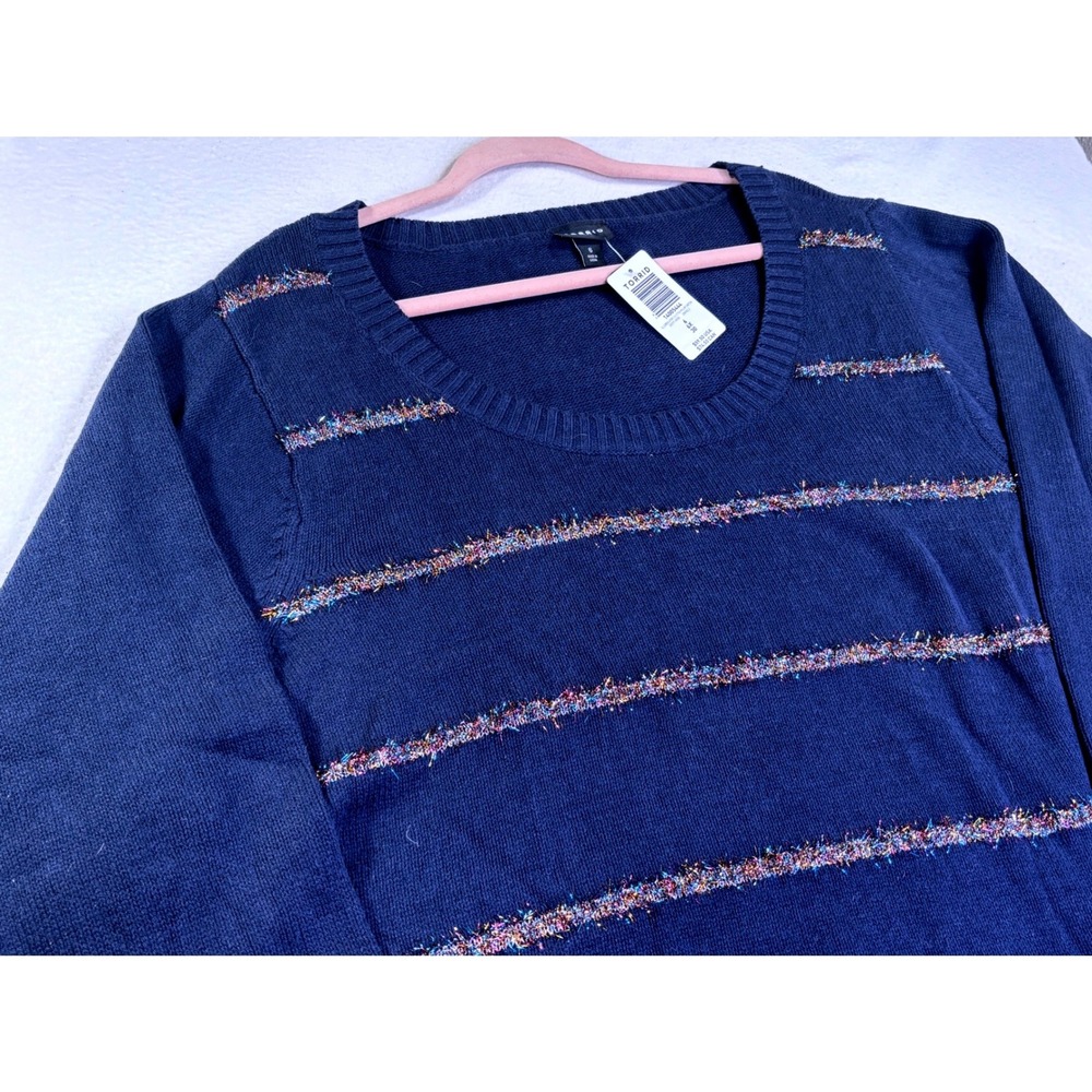 NWT Torrid Navy Blue Lurex Metallic Stripe Pullover Sweater Plus Size 6 6X 30